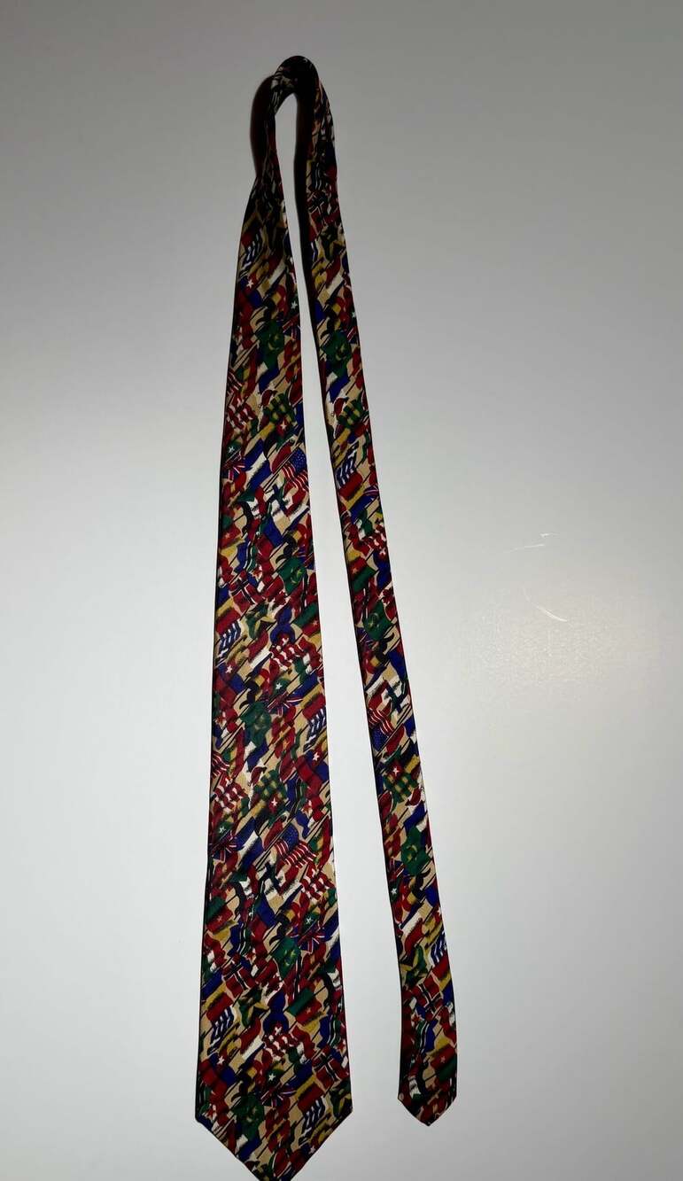 Perry Ellis Portfolio World Flags Silk Necktie Multicolor